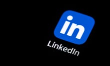 The LinkedIn app logo on a black screen.