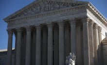 The exterior of the US Supreme Court building.