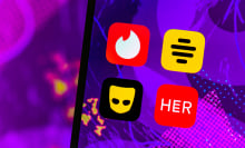illustration of hookup app icons on a phone screen