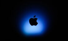 Apple logo against black background
