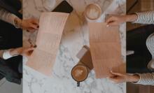 Two menus at table