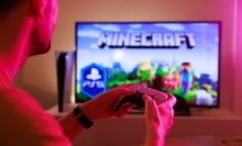Gamer playing Minecraft