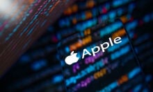 Apple logo in multicolored environment