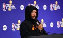 Jalen Brunson #11 of the New York Knicks talks to the media during 2026 NBA Finals Practice and Media Availability on June 9, 2026 