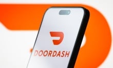Doordash logo on a smartphone.