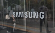 Samsung logo on glass window