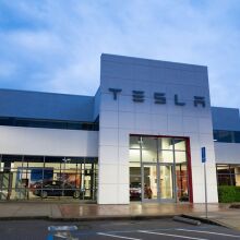 Tesla dealership photograped from the outside