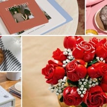 collage of valentine's-themed gifts