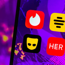 illustration of hookup app icons on a phone screen