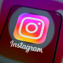 Instagram logo with effects around it