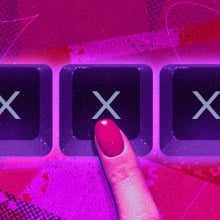 three x keys in a row, woman's finger clicking middle key