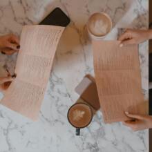 Two menus at table