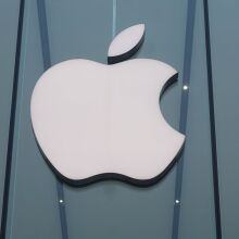 Apple logo on window