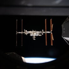 SpaceX Crew Dragon observing ISS in space