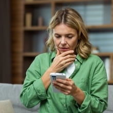 Worried parent uses phone to track child's location. 
