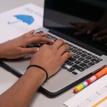 Hands on laptop
