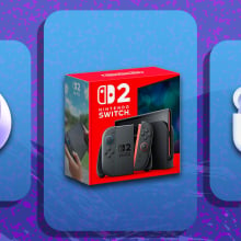 collage of tech gifts with nintendo switch and amazon echo pop speaker
