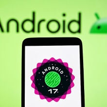 Android 17 logo on phone screen
