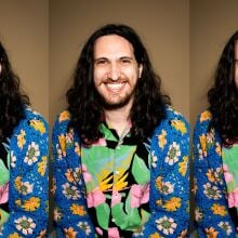 three headshots of sidney raskind smiling 