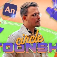 Circle Toons HD surrounded by the tools of his trade. 