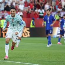 Ronaldo celebrates a goal at the World Cup