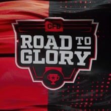 flag with a shied that reads cfb road to glory