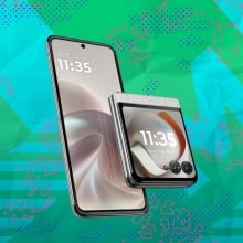 Motorola Razr on composite background