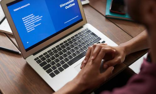 Hands on laptop