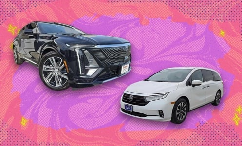 Cadillac and Honda cars on composite background