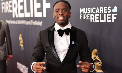 Kai Cenat attends the 67th Annual GRAMMY Awards on February 02, 2025 in Los Angeles, California. 