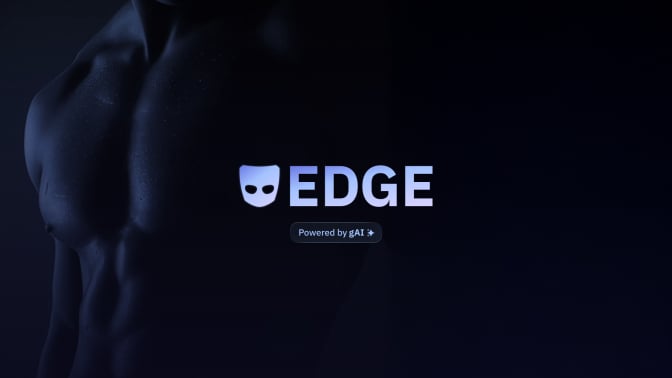 man's torso in black and white with grindr logo