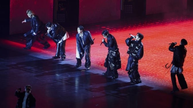 BTS perform onstage.