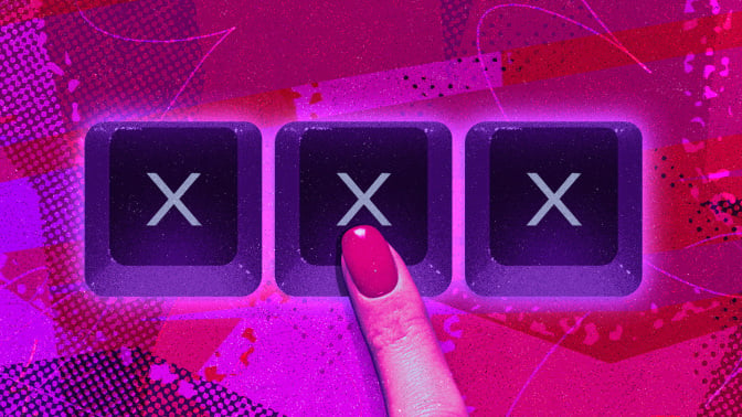 three x keys in a row, woman's finger clicking middle key