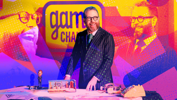 Sam Reich on the set of "Game Changer" on Dropout.