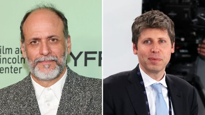Two images: Luca Guadagnino at the New York FIlm Festival and Sam Altman at the G7 Summit.