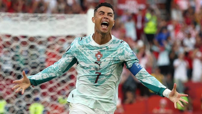 Ronaldo celebrates at the World Cup 