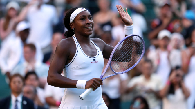 Coco Gauff of United States acknowledges