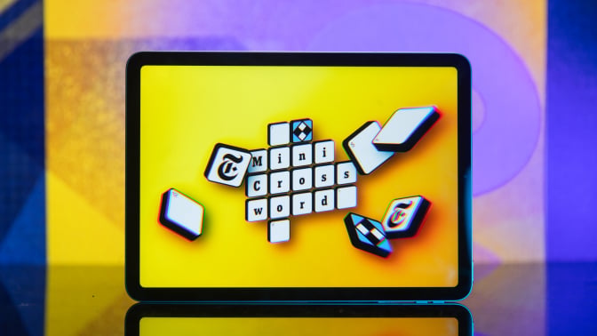Close-up view of crossword puzzle.