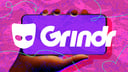 phone with grindr logo