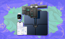 Renpho Smart Scale with colorful abstract background