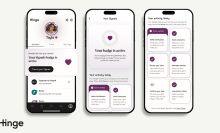 screenshots of signals purple heart feature on hinge