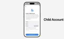 A phone shows the new settings for Apple's Child Accounts