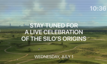A still image shows green feels, with the words "STAY TUNED FOR A LIVE CELEBRATION OF THE SILOS ORIGINS."