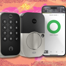 Yale Smart Lock 2 on orange and pink abstract background