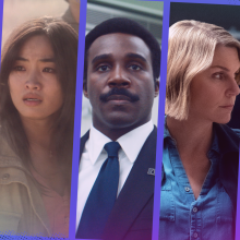 Five side-by-side images shows different characters from Apple TV shows.