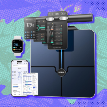 Renpho Smart Scale with colorful abstract background