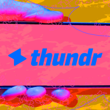 thundr logo on an iphone