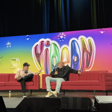 Antony Gordon in conversation with Larry Namer at VidCon Anaheim 2026.