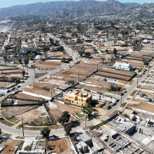 A view of the Palisades fire zone following an arrest in Florida.
