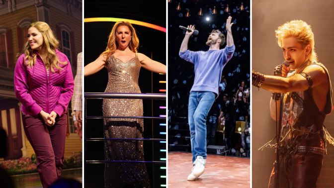 Sara Chase in 'Schmigadoon!', Marla Mindelle in 'Titaníque', Daniel Radcliffe in 'Every Brilliant Thing,' and Ali Louis Bourzgui in 'The Lost Boys.'